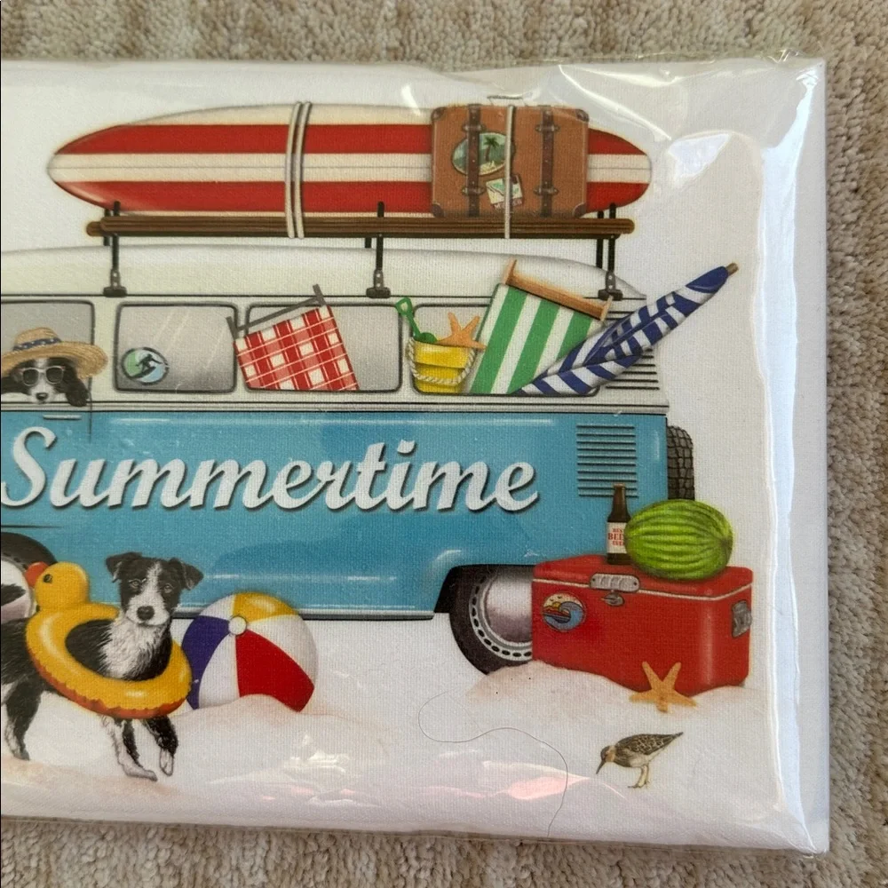 Mary Lake-Thompson Retro Summer Van Station Wagon Canoe Flour Sack Dish Towel